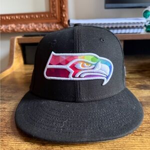 Black Seahawks Cap with Colorful Logo
